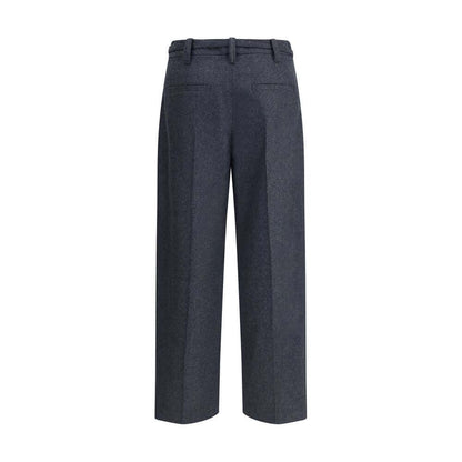 Brunello Cucinelli Gray Fleece Wool Casual Pants