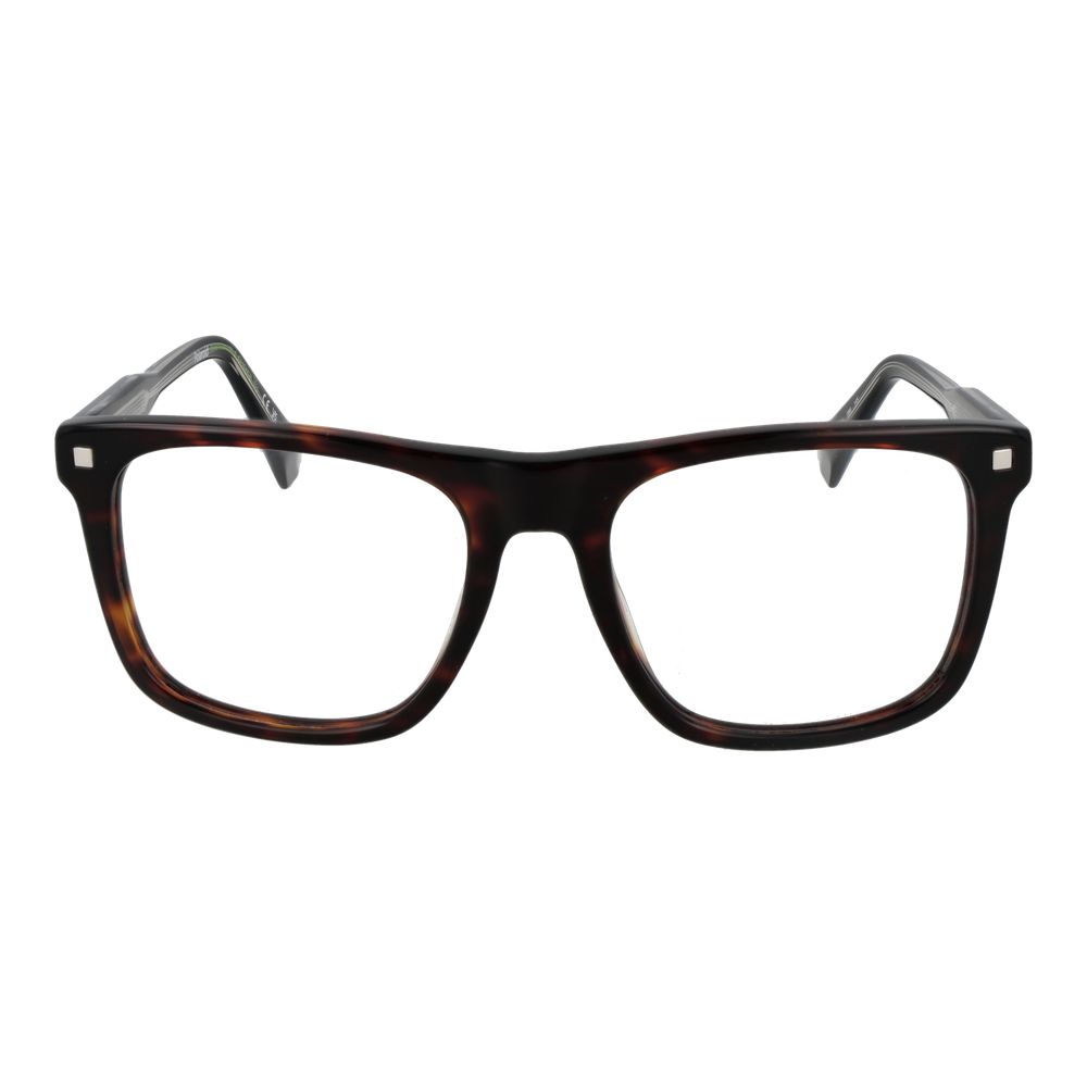 Polaroid Brown Men Glasses Frame, full-rim acetate rectangle with demo lenses, 53-11-145 size, includes branded case.