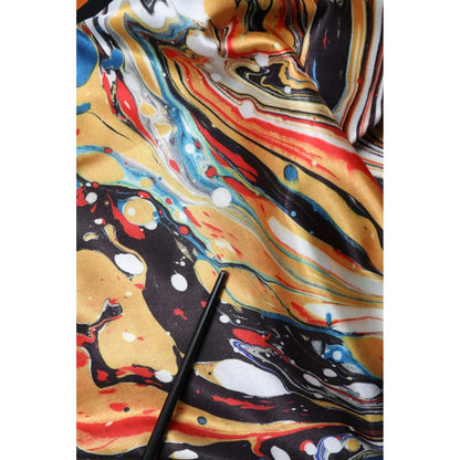 Dolce & Gabbana Multicolor Marble Print Satin Trouser Pants