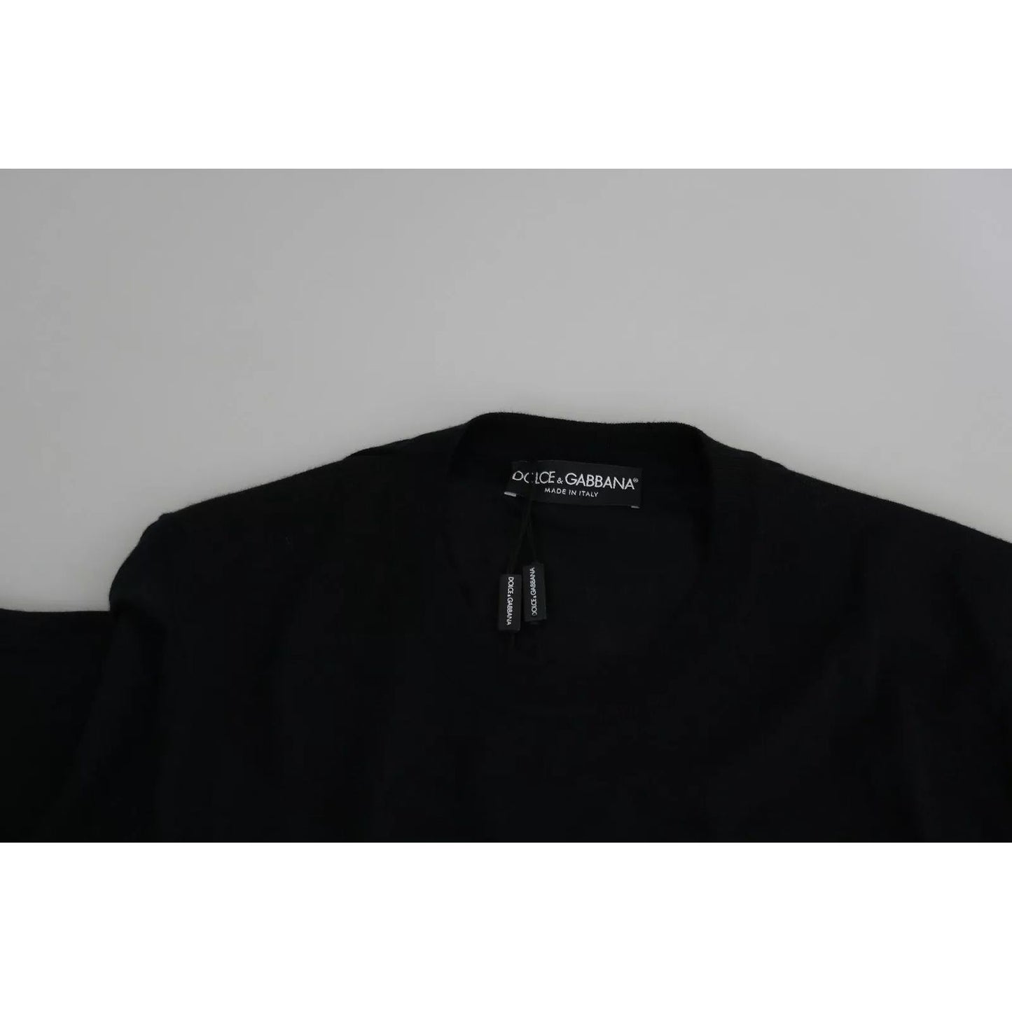 Dolce & Gabbana Black Cashmere Crewneck Pullover Sweater
