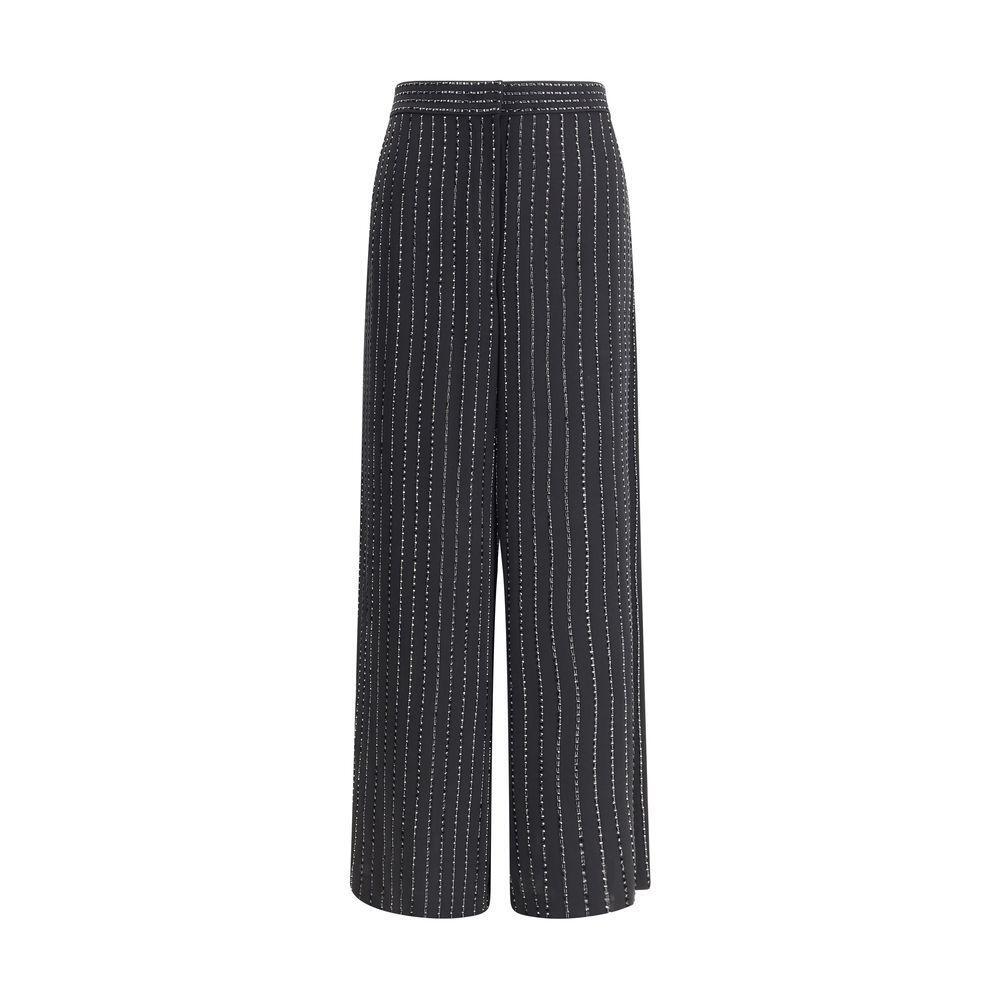 Giorgio Armani Wide-leg silk Pants with strass GI-GW001542ZZ017-IT46|XL