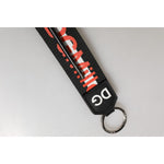 Dolce & Gabbana Black Red Logo Polyester Brass Holder Keychain Keyring with silver detailing