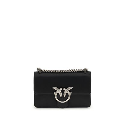 PINKO Black Calf Leather Bos Taurus Shoulder Bag