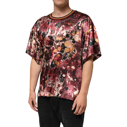 Dolce & Gabbana Multicolor Polyester Marble Print Oversize T-shirt