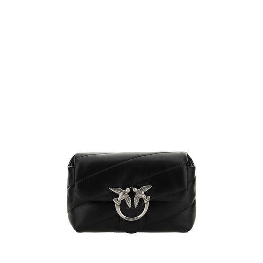 PINKO Black Calf Leather Bos Taurus Shoulder Bag