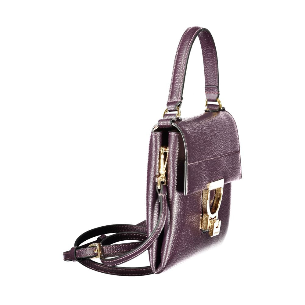 Coccinelle Purple Leather Women Handbag with adjustable strap, elegant Italian design