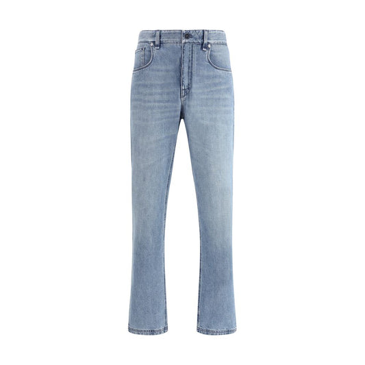 Fendi Light Blue Cotton Straight-Leg Jeans