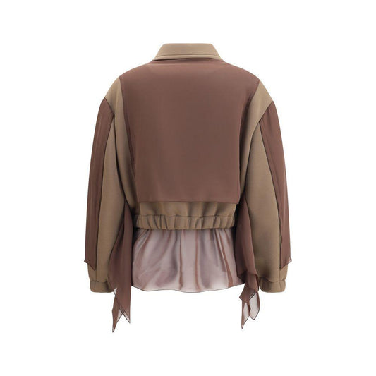 Undercover Zippered paneled Jacket UN-UP2E1205GRAYBROWN-2