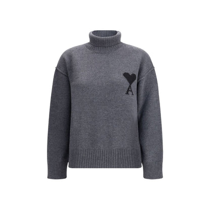 Ami Paris Gray Fleece Wool Turtleneck