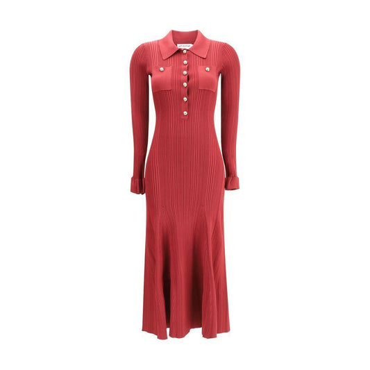 Self-Portrait Ribbed knit midi Dress SE-AW25008MABUBURGUNDY-M