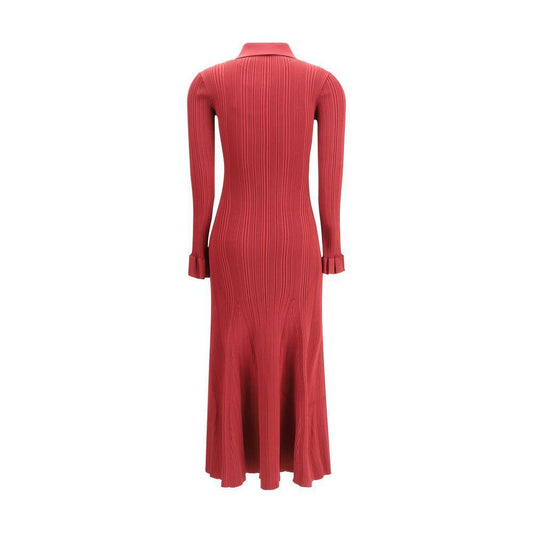 Self-Portrait Ribbed knit midi Dress SE-AW25008MABUBURGUNDY-M