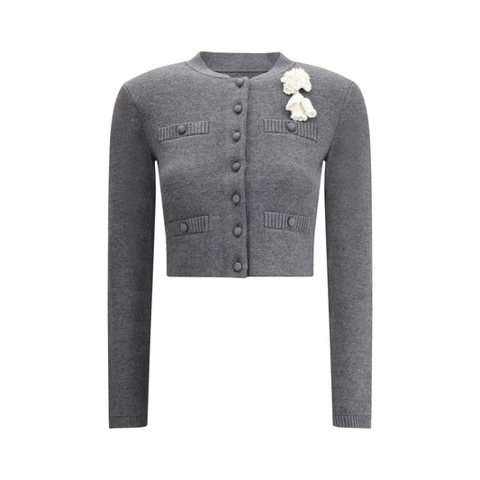 Self-Portrait Crocheted flower Cardigan SE-AW25010CBGRGREY-L