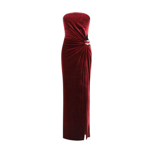 Self-Portrait Velvet bandeau long Dress SE-AW25128XBUBURGUNDY-10