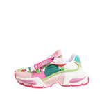 Dolce & Gabbana Multicolor Leather Airmaster Low Top Sneaker Shoes with nylon upper and rubber sole in dynamic grey, black, and pink tones.