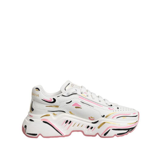Dolce & Gabbana Multicolor Hand Painted DAYMASTER Sneaker Shoes with chunky sole and artistic design.