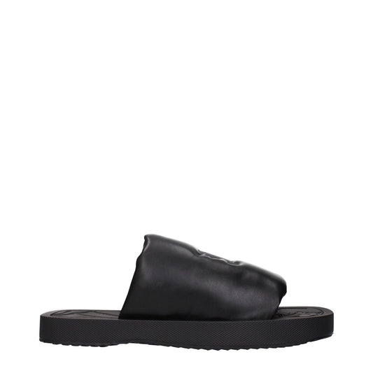 Burberry Black Leather Slippers Sandals BU-15265295040777-EU43/US10