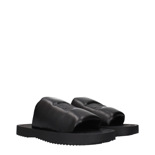 Burberry Black Leather Slippers Sandals BU-15265295040777-EU43/US10