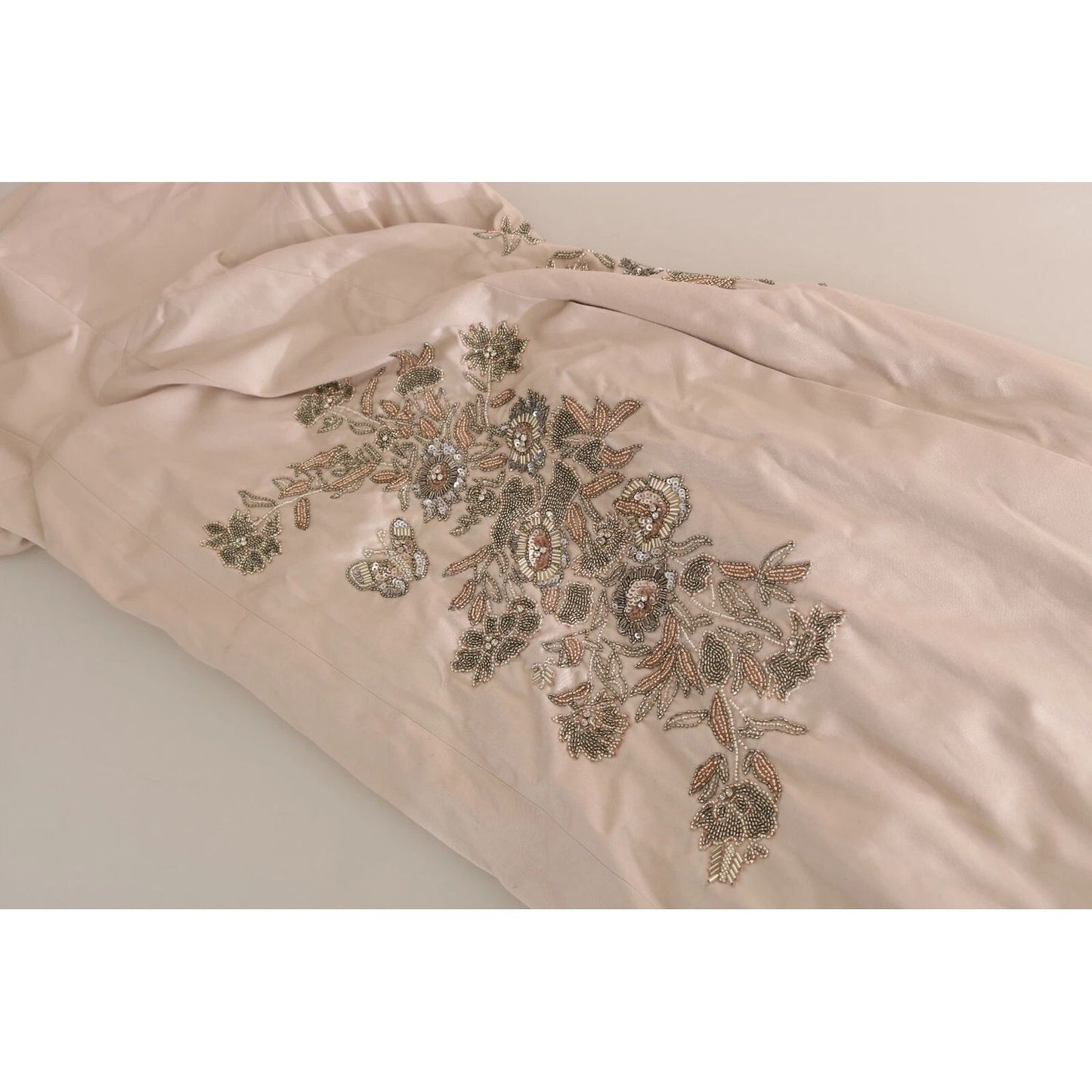 Dolce & Gabbana Beige Sequined Flower Flare Ball Gown Dress