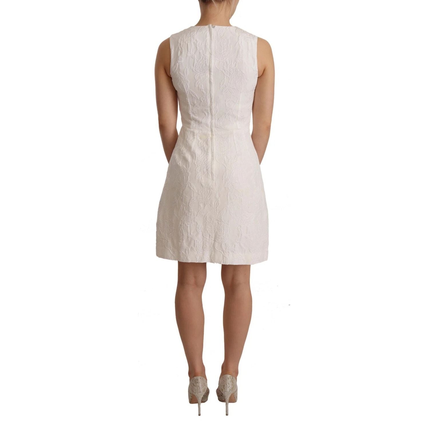 Dolce & Gabbana White Floral Sleeveless Sheath Mini Dress