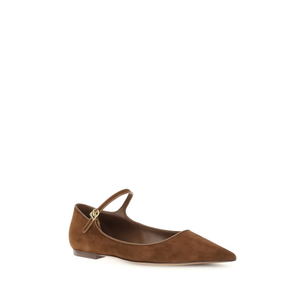 Dolce & Gabbana Brown Goatskin Ballet Flats