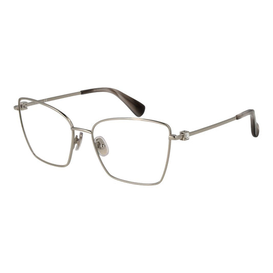 Max Mara Silver Women Glasses Frame in metal full-rim butterfly style with plastic demo lenses.