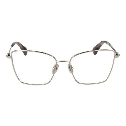 Max Mara Silver Women Glasses Frame, full-rim butterfly style with metal frame and demo lenses, featuring a sleek and modern design.