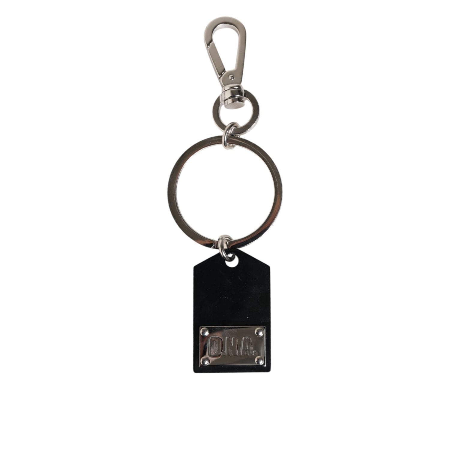 Dolce & Gabbana Black Sint Glass Plaque DG Logo Metal PlateKeychain Keyring