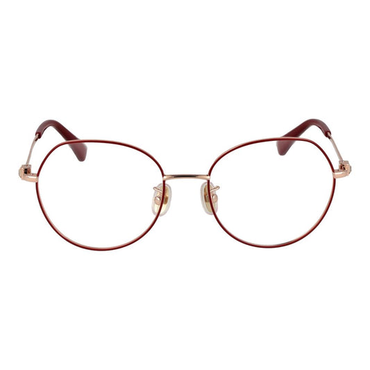 Max Mara Red Women Glasses Frame, metal full-rim round style, demo plastic lenses, size 52-18-140, including branded case.