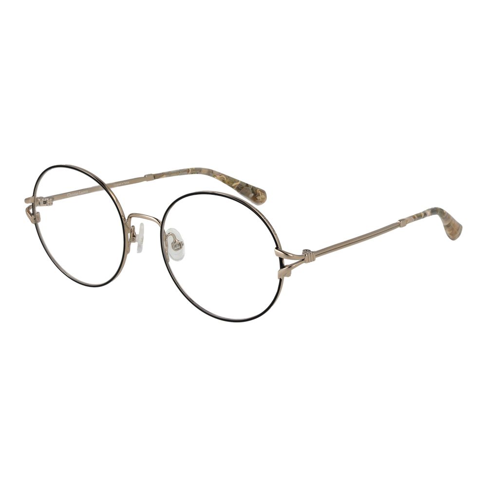 Christian Lacroix Beige Women Glasses Frame in full-rim round style with metal frame and demo lenses, size 51-18-135.