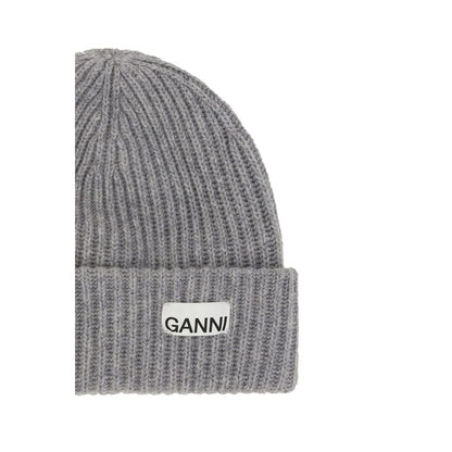 Ganni Gray Wool Beanie