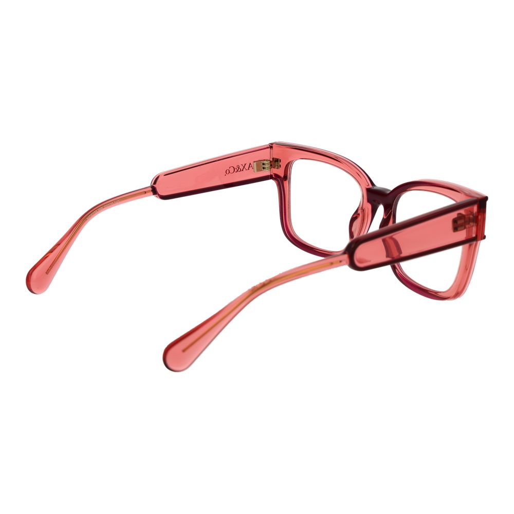 Max & Co Red Women Glasses Frame in stainless steel, rectangle full-rim style with demo lenses, includes branded case.