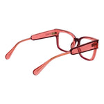Max & Co Red Women Glasses Frame in stainless steel, rectangle full-rim style with demo lenses, includes branded case.