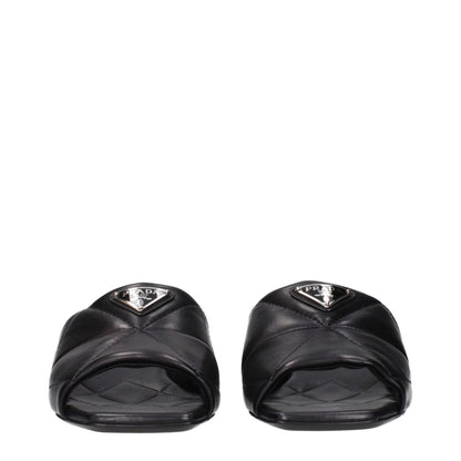 Prada Black Leather Sandals