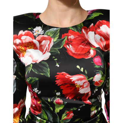 Dolce & Gabbana Black Floral Fiori Pittorici Bodycon Dress