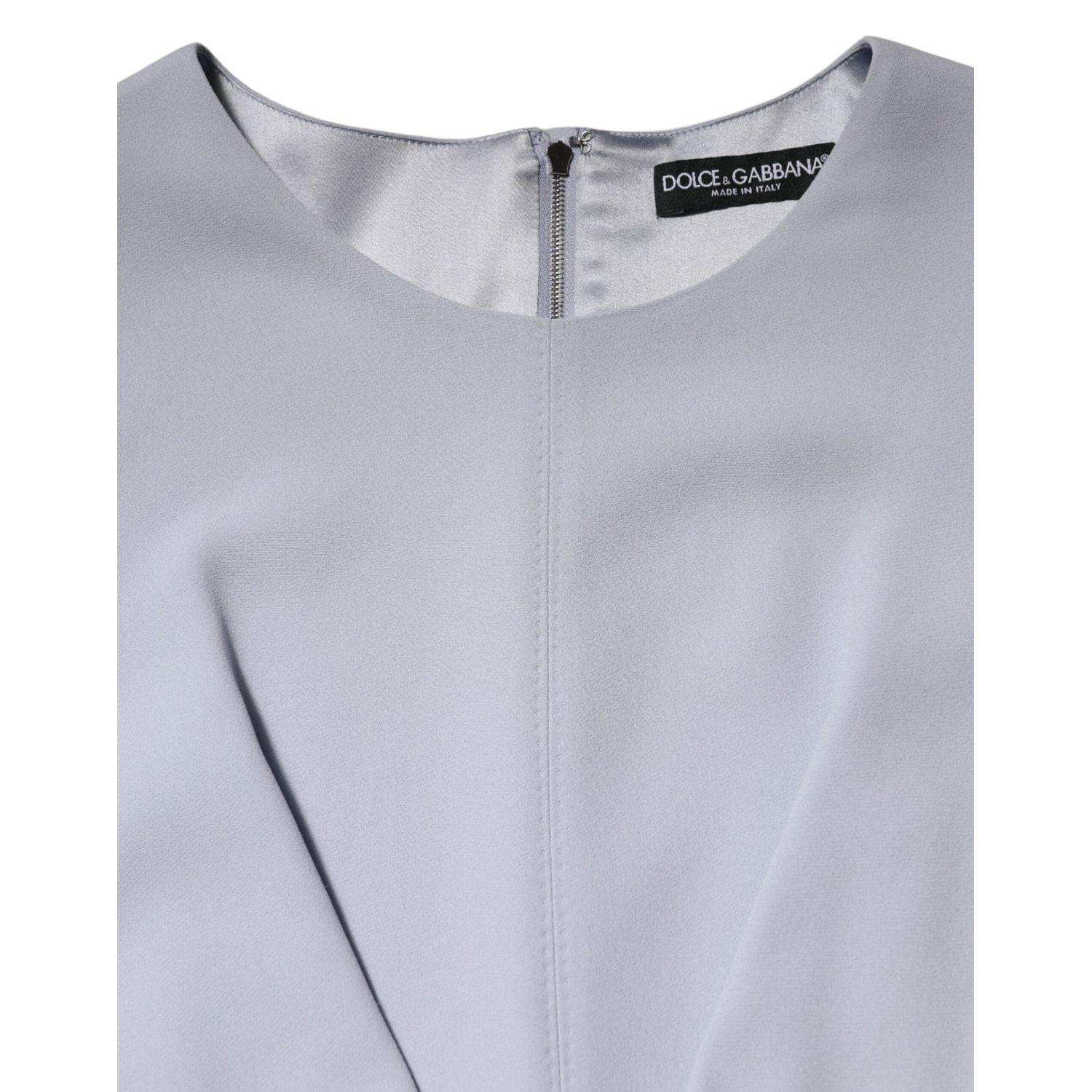 Dolce & Gabbana Light Blue Viscose Blend Floral Applique Dress