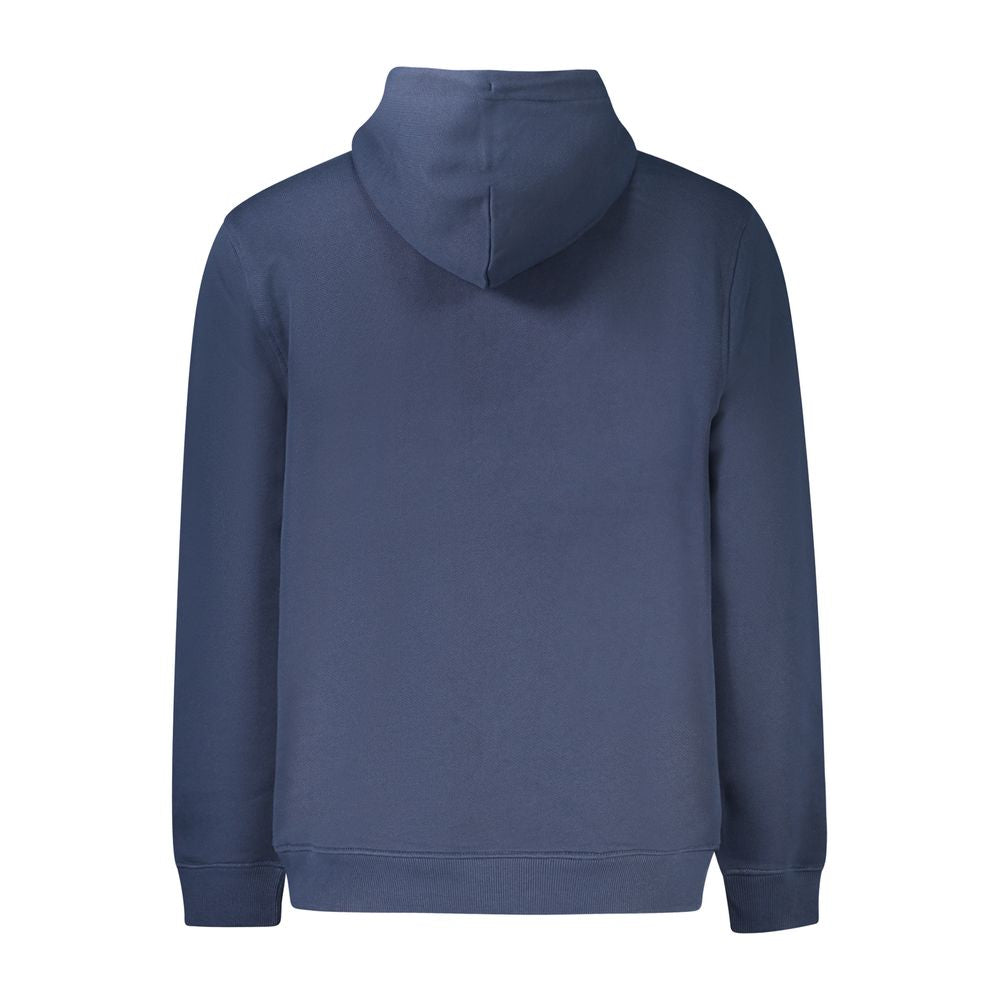Tommy Hilfiger Blue Cotton Men Sweater with hood, showcasing sustainable style and iconic design.