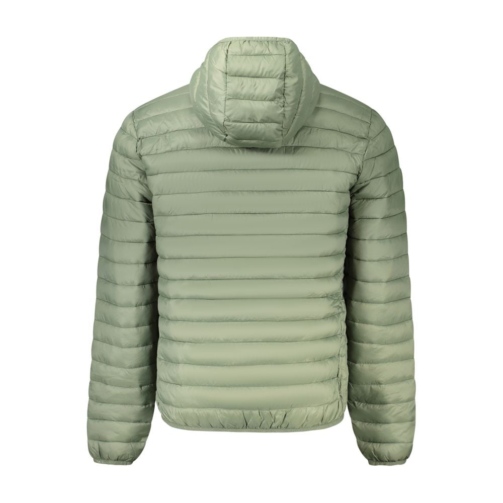 Back view of North Sails Green Polyester Men's Jacket, featuring hood and padded design.