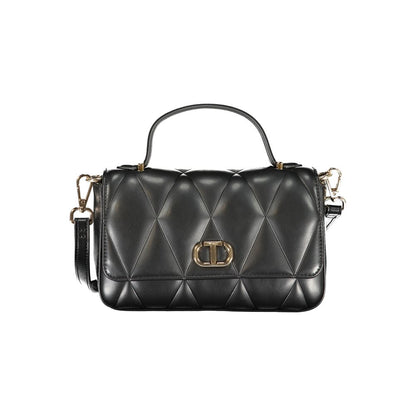 Twinset Black Polyethylene Women Handbag with elegant quilted design and shoulder strap