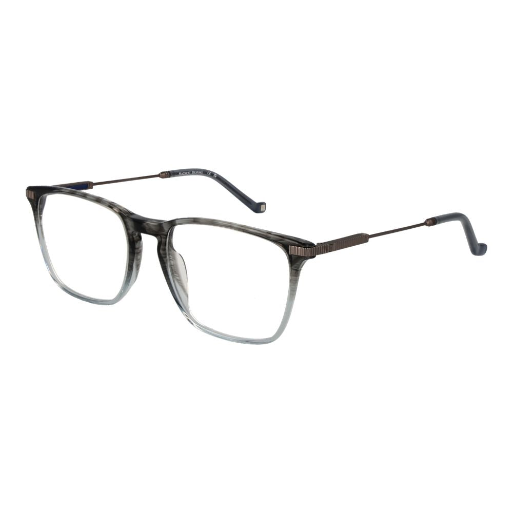 Hackett Gray Men Glasses Frame, full-rim acetate, rectangle style, demo lenses, 55-19-145 size, grey color.