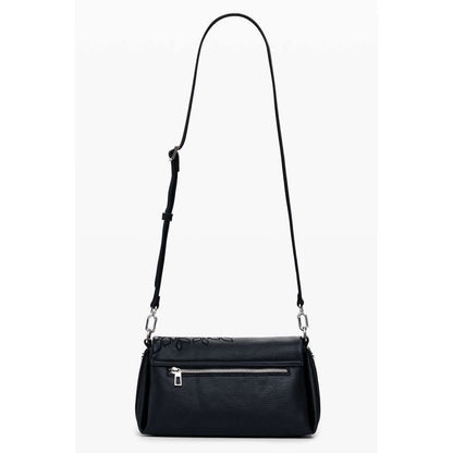 Desigual Black Polyethylene Women Handbag with adjustable strap and luxurious embroidery, perfect for modern style and versatile carrying.