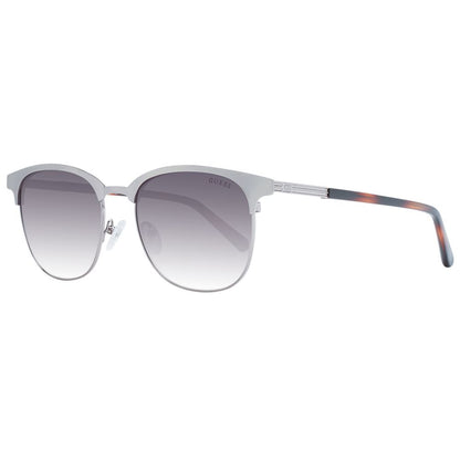 Guess Silver Metal Sunglasses for men with silver full-rim metal frame and gradient grey lenses, includes branded case.
