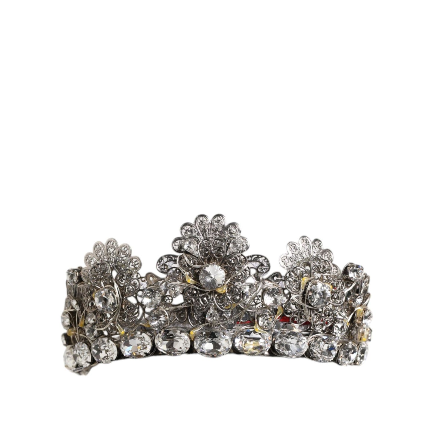 Dolce & Gabbana LED Crystal Embellished Silver Floral Filigree Crown Tiara