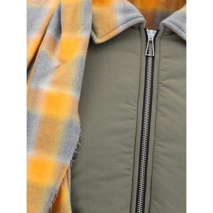 MARBELL Green Cotton Coat with plaid scarf detail and zip closure, featuring an AW25 quilted down design for style and comfort.