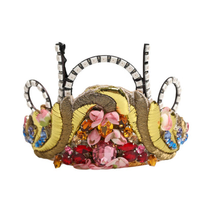 Dolce & Gabbana Gold Brass Crystal Embellished Headpiece Crown Tiara