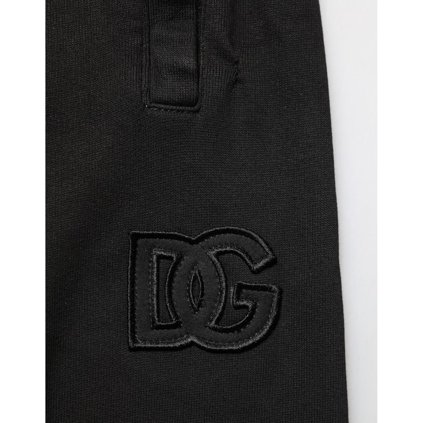 Dolce & Gabbana Black Cotton DG Logo Men Jogger Pants