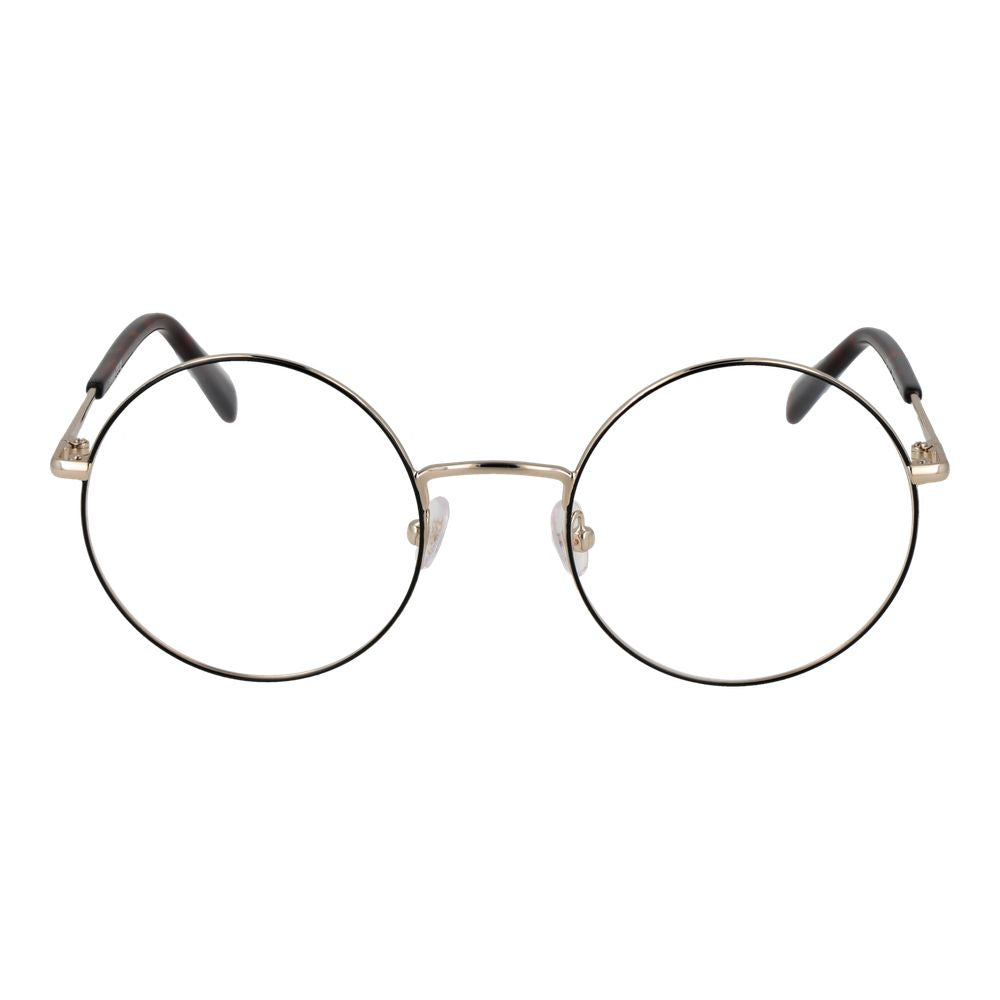Emilio Pucci Black Women Glasses Frame with full-rim metal design and demo lenses, style round, size 53-22-140, includes branded case.