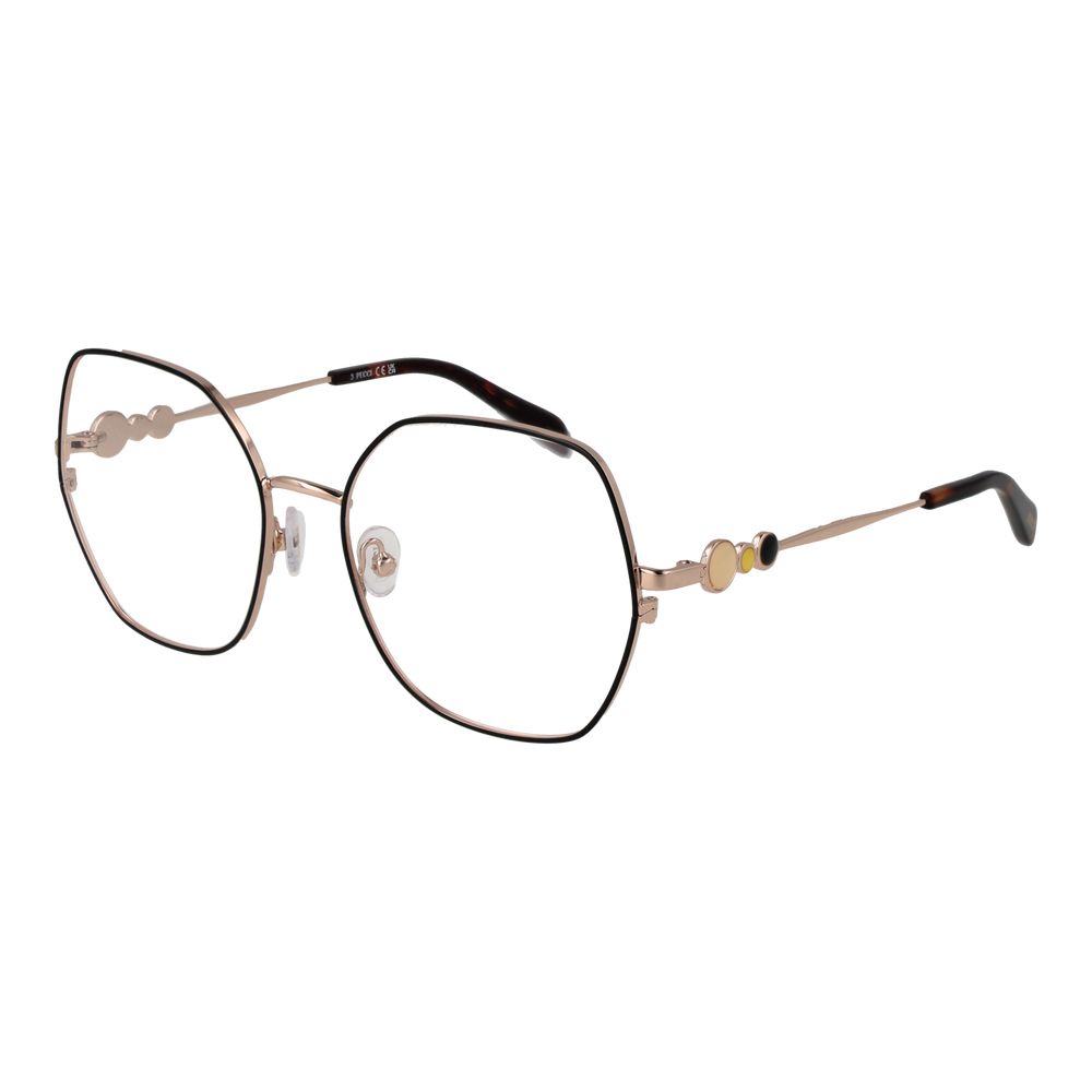 Emilio Pucci Black Women Glasses Frame, metal full-rim, square shape, black color, 55 size, demo plastic lenses.