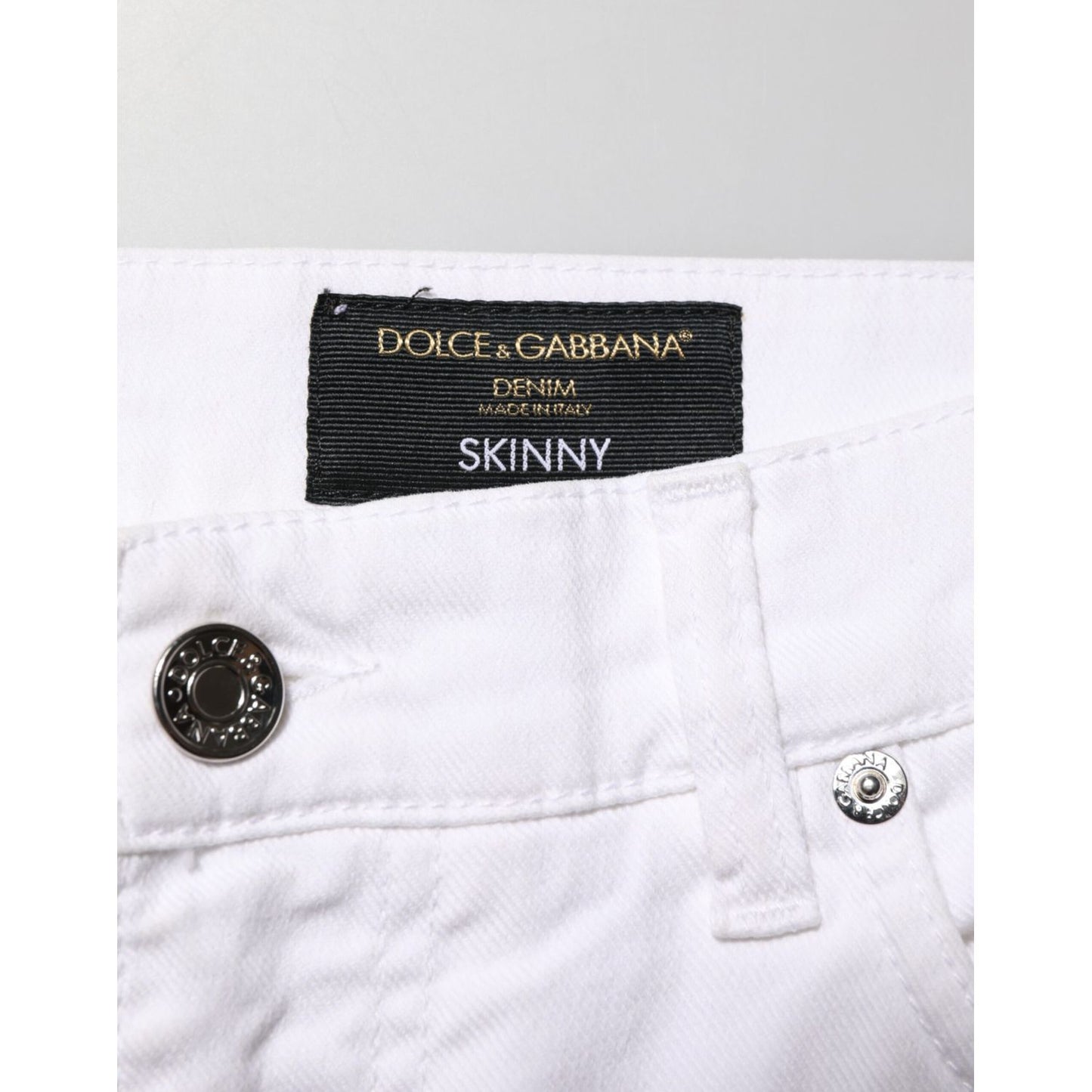 Dolce & Gabbana White Ripped Cotton Skinny Men Denim Jeans