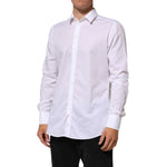 Dolce & Gabbana White Cotton MARTINI Men Formal Dress Shirt - Slim fit, long sleeve, classic collar design, ideal for business or events