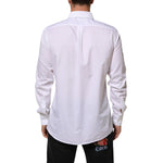 Back view of Dolce & Gabbana White Cotton MARTINI Men Formal Dress Shirt showcasing slim fit and classic design.